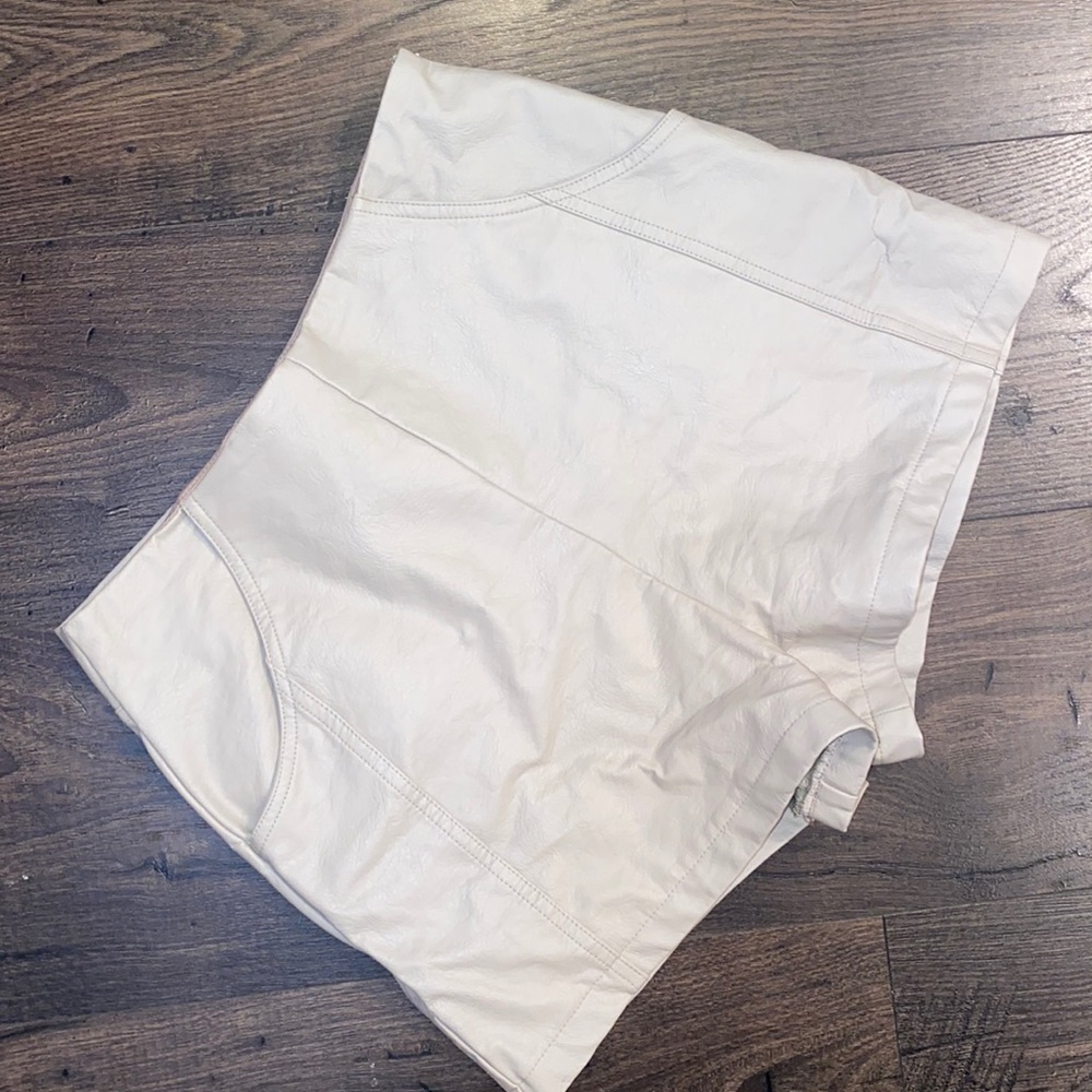 Boutique Leather Tan High Waisted Shorts